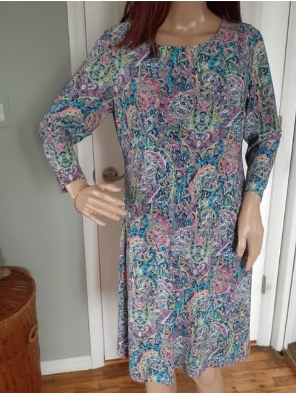 Tommy Hilfiger Long Sleeve Multicolor Coastal Paisley  Dress Sz 10 New